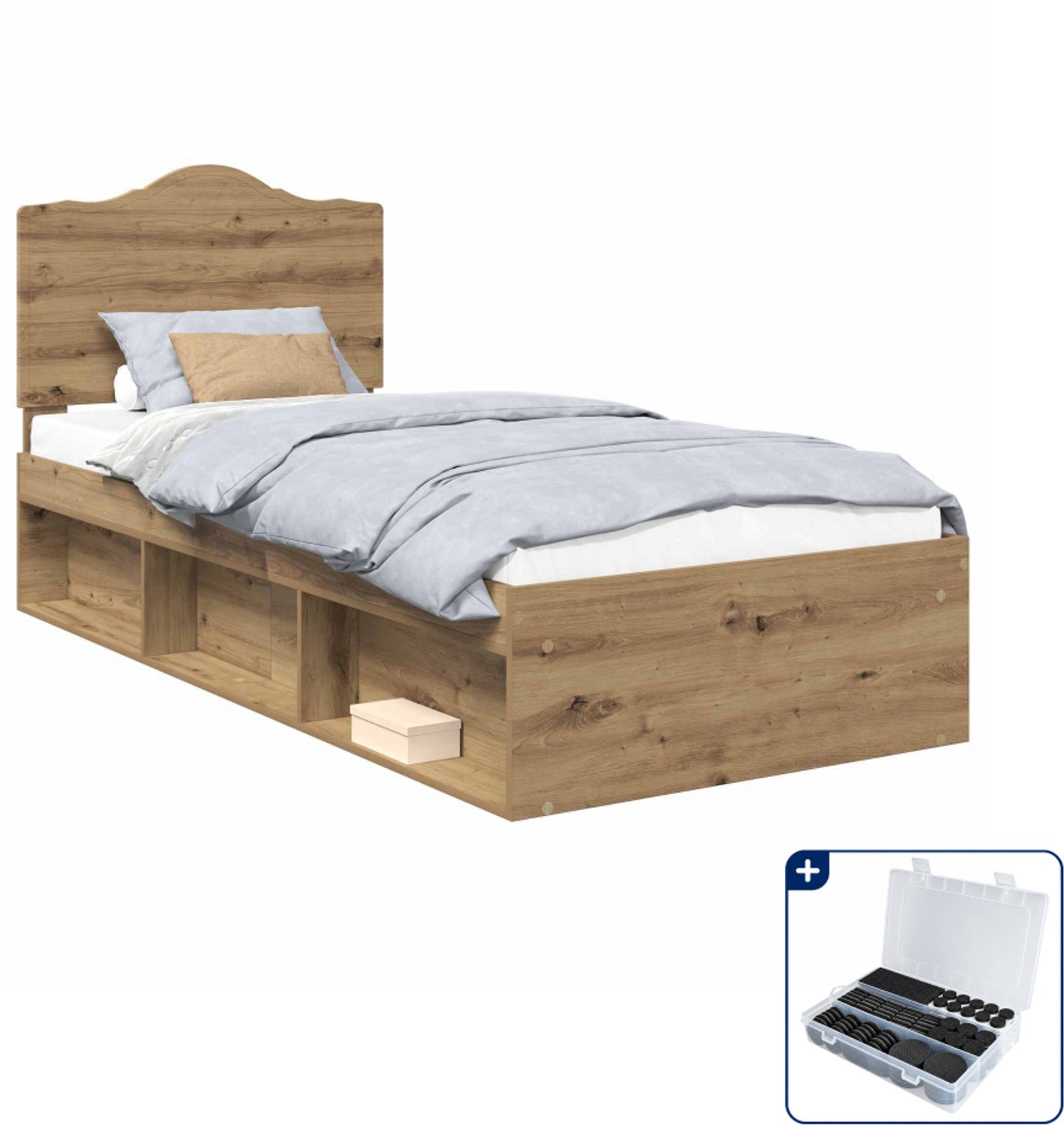 vidaXL bedframe - 75 x 190 cm - massief grenenhout - artisanaal eiken - Inclusief antikrasvilt 177-delig Bruin