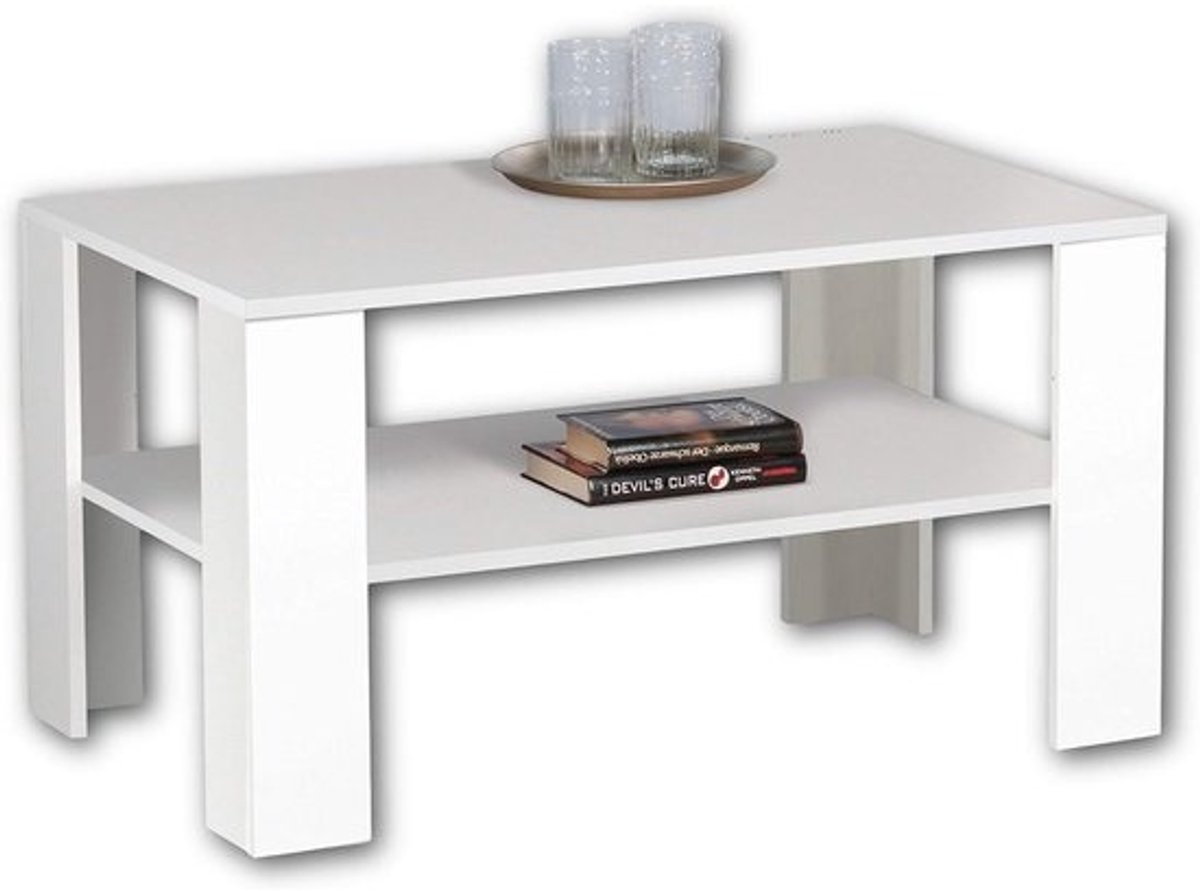 Grote Rechthoekige Salontafel met Opbergruimte Wit Modern Design