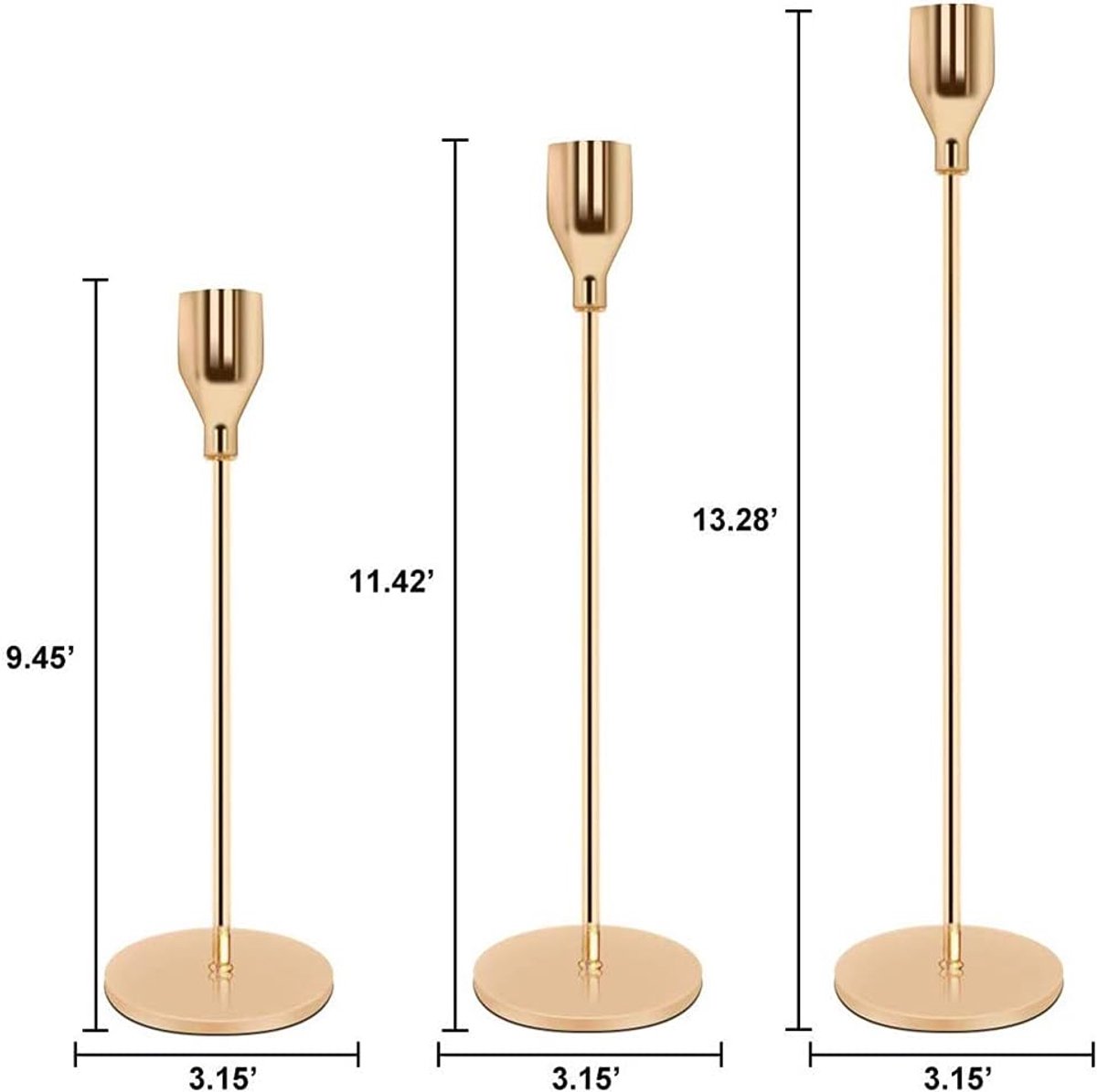 & Aangepaste Metalen Kandelaar Stand, Tafel Decoratieve Stijlvolle Kandelaar, Gouden Kaars Houder (Goud)
