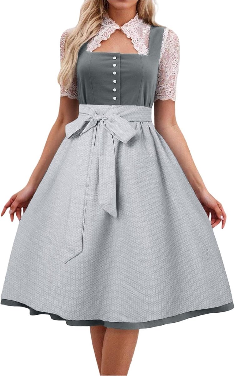 Elegante cosplay-jurk voor dames, tweedelige set met schort en casual jurk