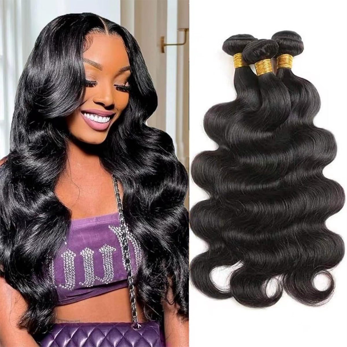 Wave Human Hair Bundles Brazilian Virgin Hair 3 Bundles 16 18 20 Inch