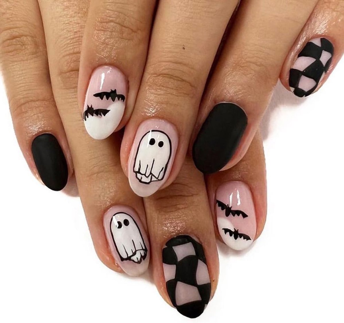 On Nails Halloween Korte French Nails Nepnagels 24 Stuks