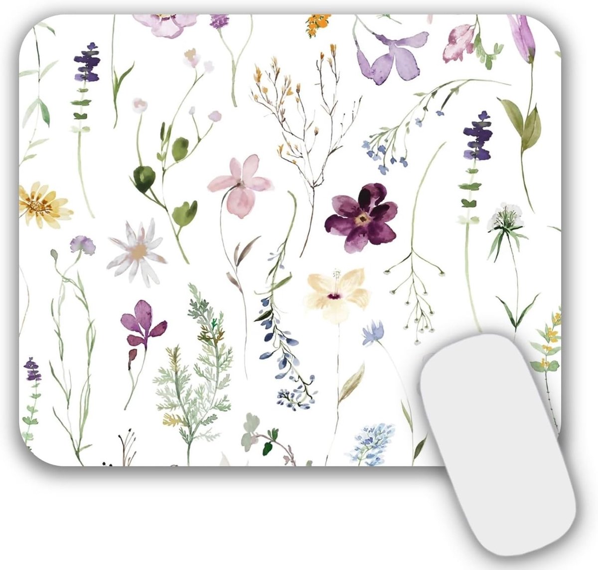 Kleine Muismat met Bloemenmotief 24 x 20 x 0.3 cm, Ideaal voor Thuis en Kantoor, Antislip en Duurzaam