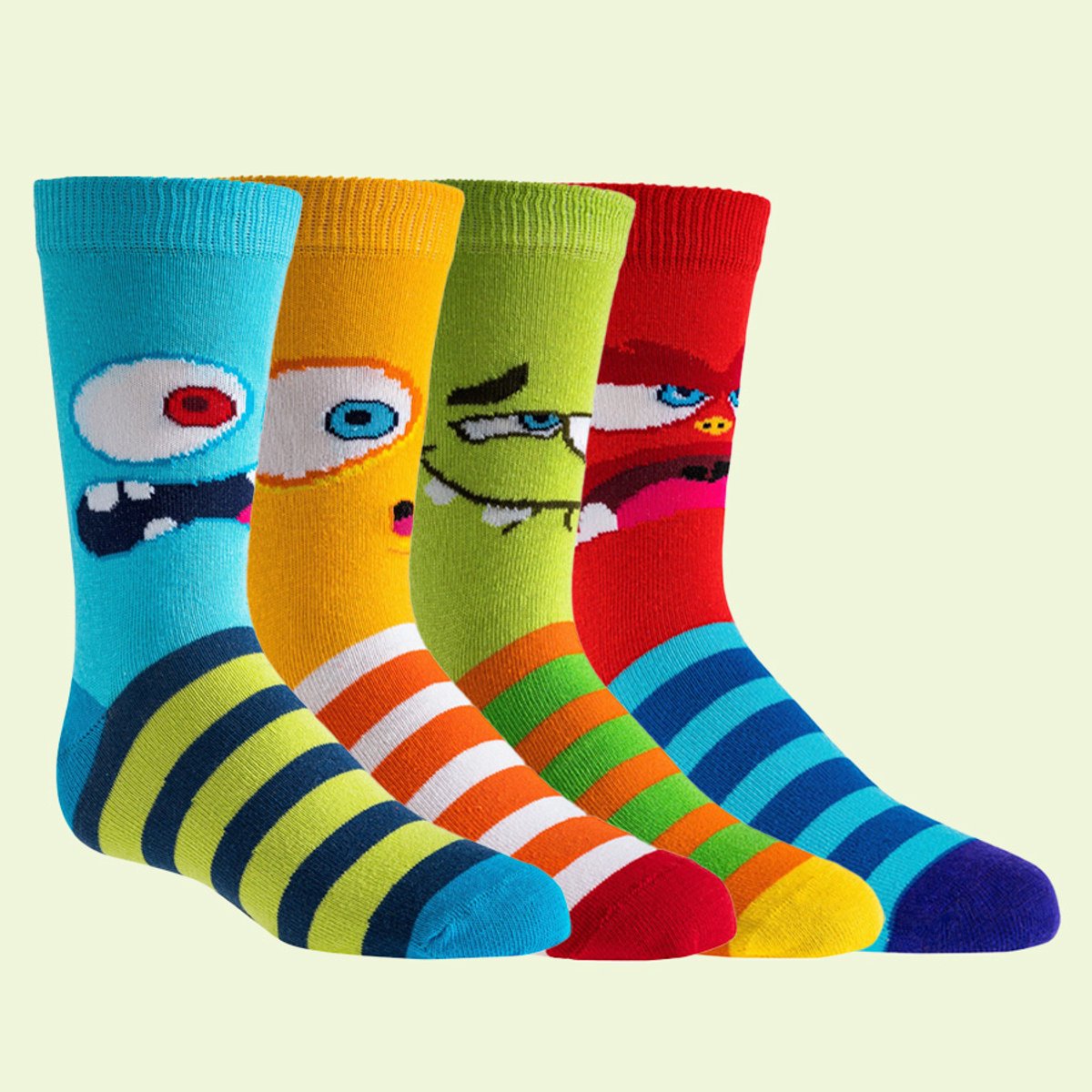 Kindersokken | Grappige Sokken | Vrolijke Sokken | Happy Socks Printjes | Per 6 Paar | Thema: Vrolijke Monstertjes