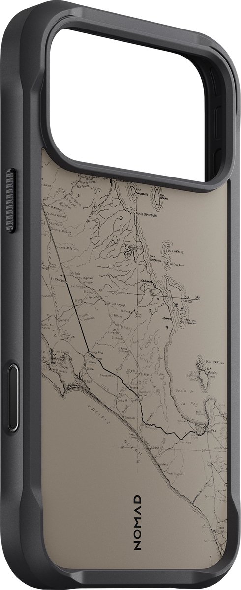Nomad Rugged hoesje iPhone 18 Pro Max – Stevige TPU bumpers & camera ring – Tactiele Camera Control knop – Compatibel met MagSafe & Qi2 opladen - Beige