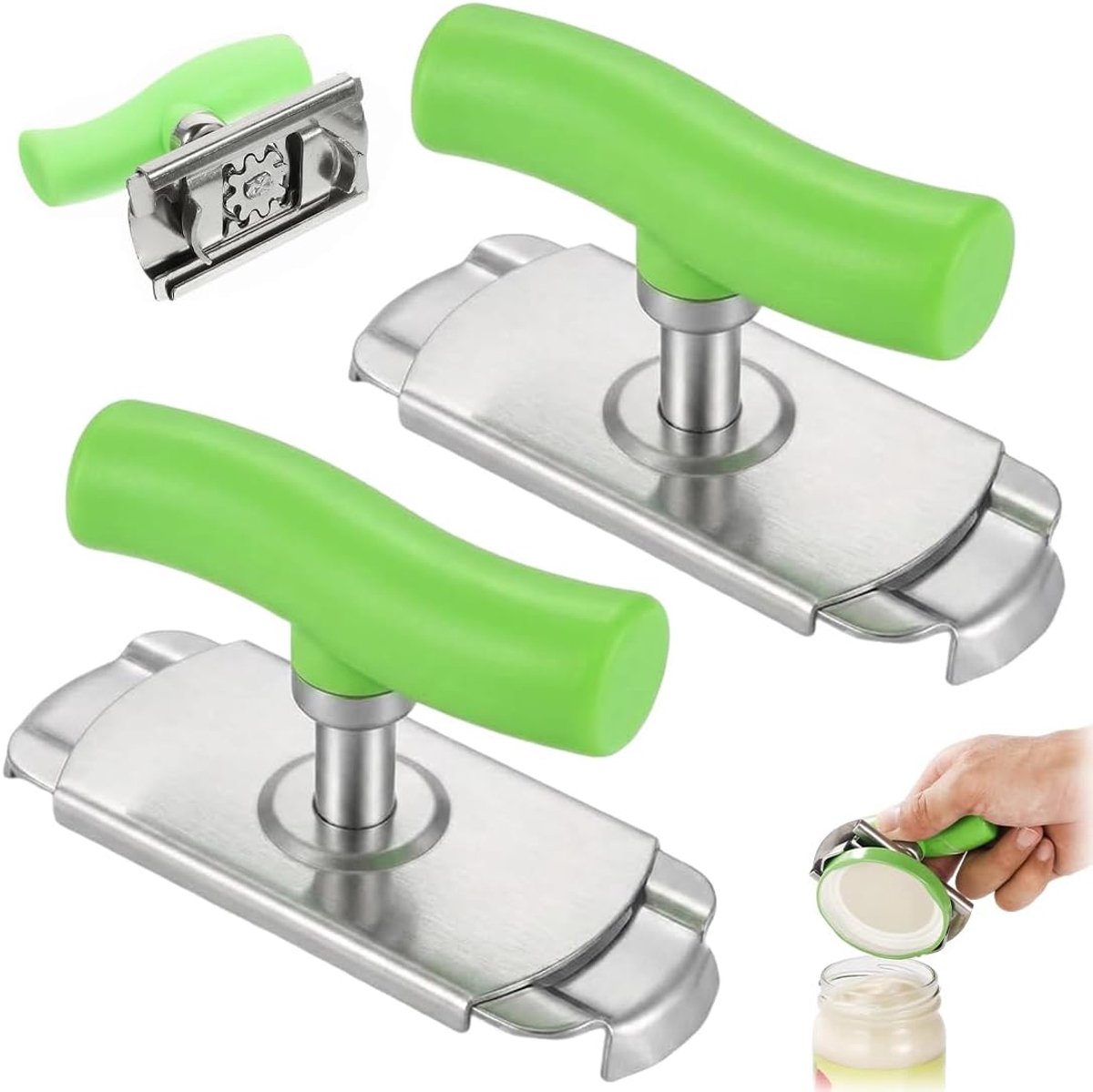 Handmatige Blikopener 2 Stuks Verstelbaar - Multifunctionele Flessen- en Potopener - Hulp voor Ouderen in de Keuken