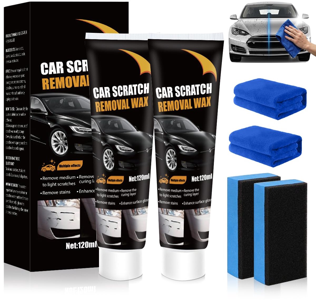Krasverwijderaar auto 120 ml - 2 stuks - nieuwe autokrassen-reparatiepasta - verwijdert krassen eenvoudig - ShopVlot