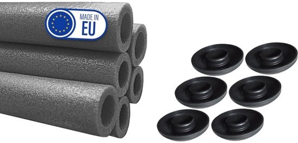 Schuimrubberen Trampolinebuizen Set van 6 - 180 cm met Doppen - Bescherming voor Tuintrampoline