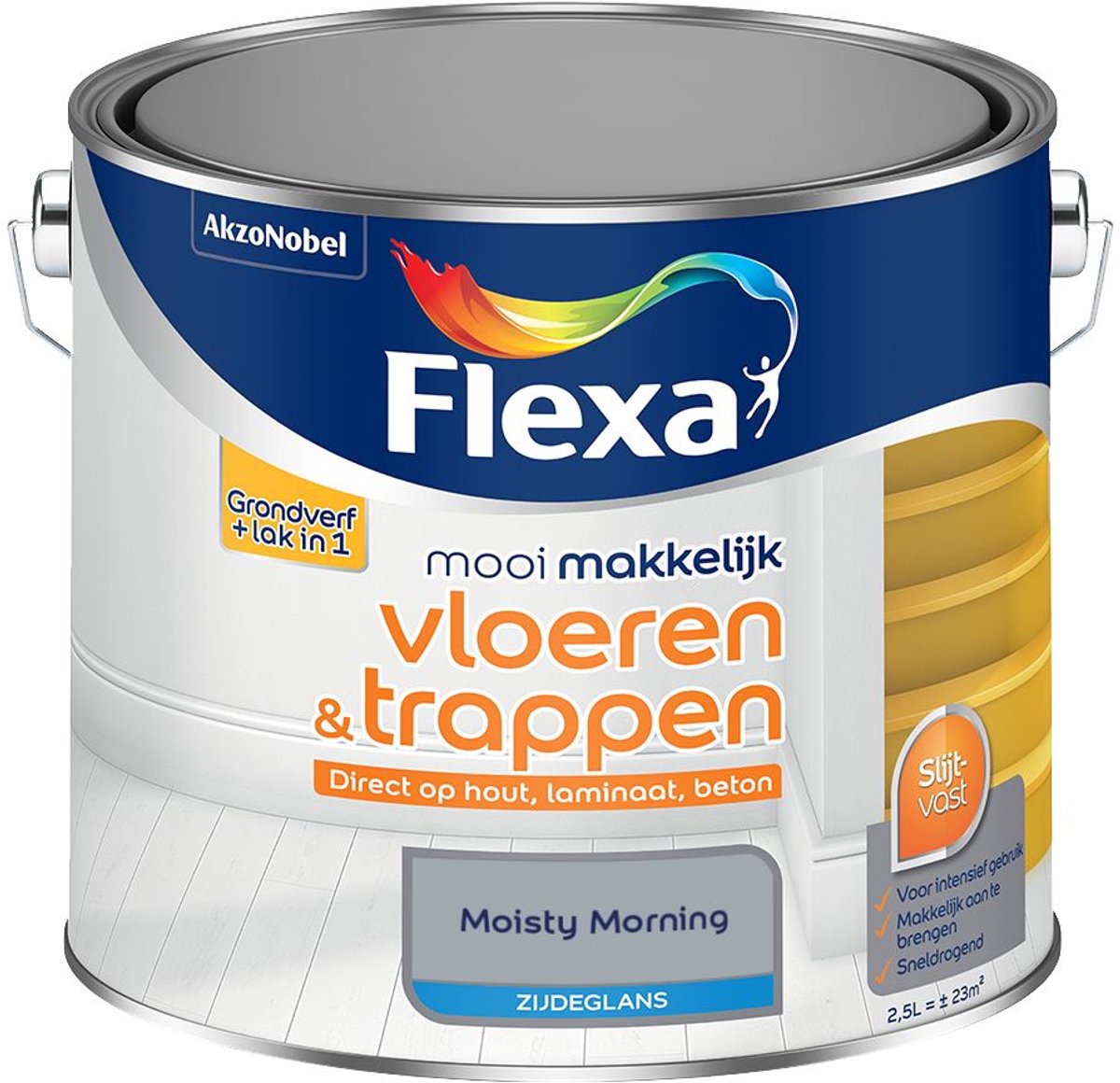 Flexa - Mooi Makkelijk Vloeren & Trappen Zijdeglans - Moisty Morning - 2,5 L - Kleur Van Het Jaar 2027