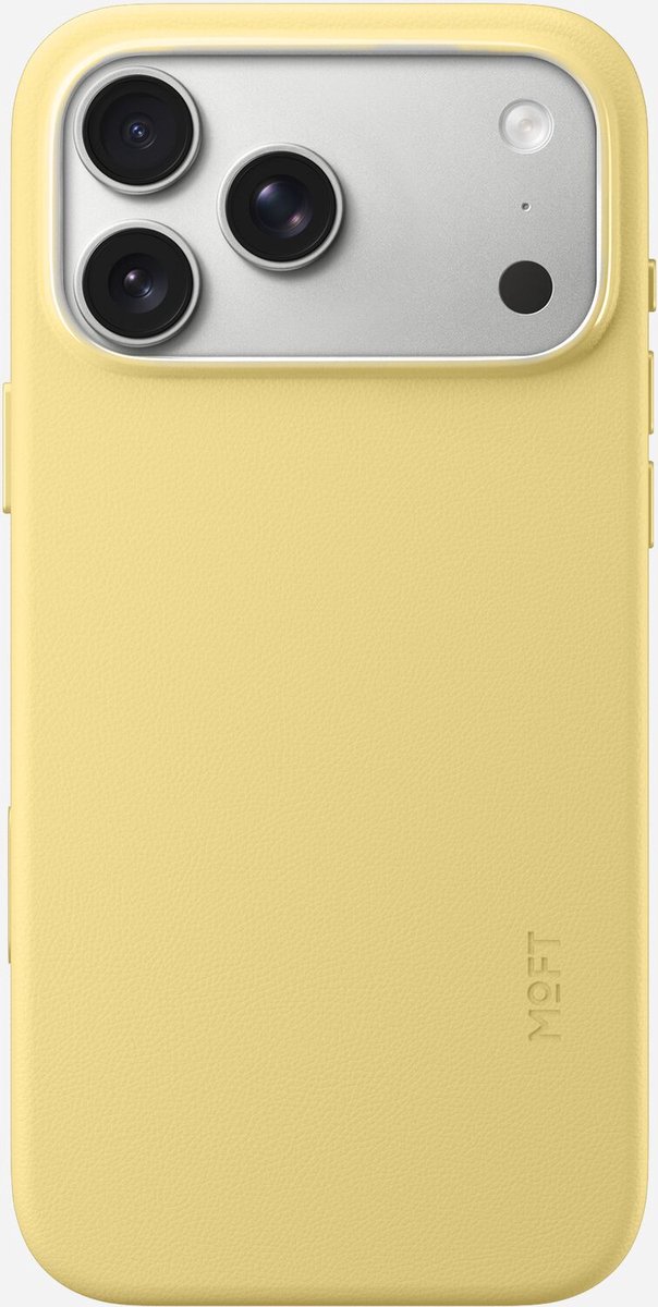 MOFT Hoesje Geschikt voor iPhone 18 Pro Max - MOVAS Snap Back Cover - Compatibel met MagSafe - Vegan Leer Case - Beschermhoes Dun - Duurzaam - Geel