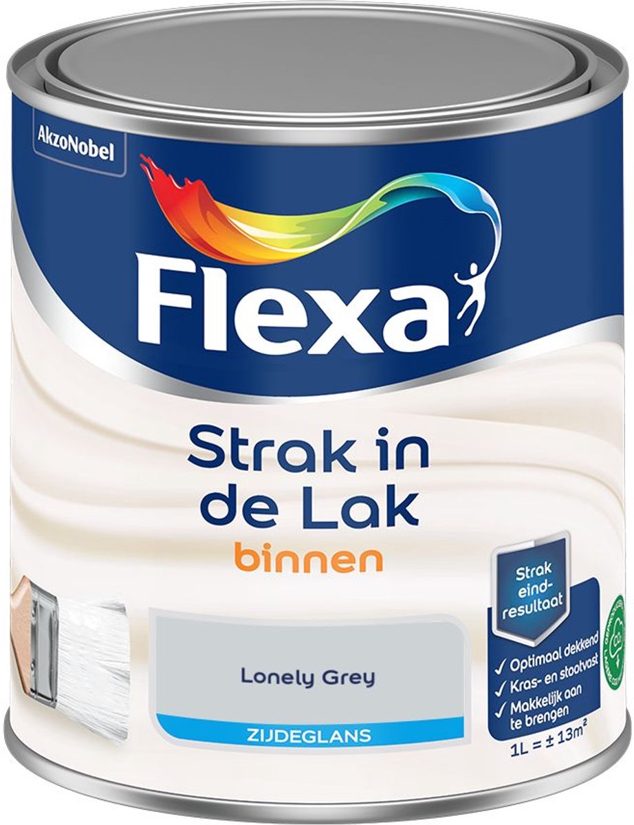 Flexa - Strak In De Lak Binnenlak Zijdeglans - Lonely Grey - 1 L - Kleur Van Het Jaar 2027