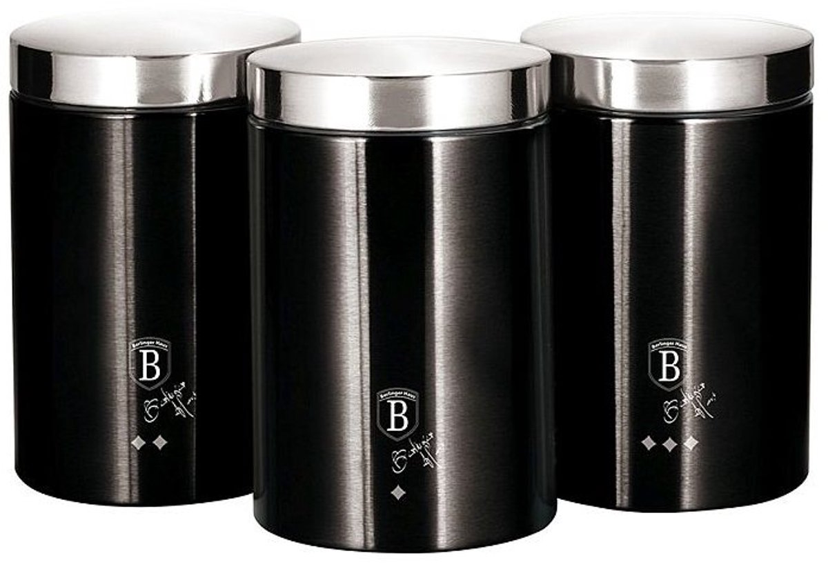 Voedselbewaarbakjes, set van 3 stuks, Royal Black Collection