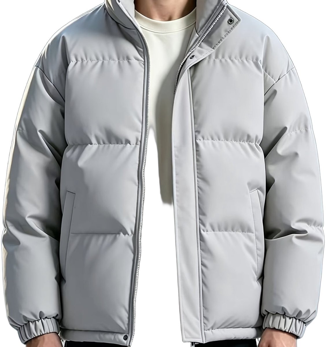Currero Winterjas Parka Heren Lange Jas Mannen Wintermantel Overjas Gewatteerd Waterdicht Winter Stijlvol Mantel Volwassen Lichtgrijs