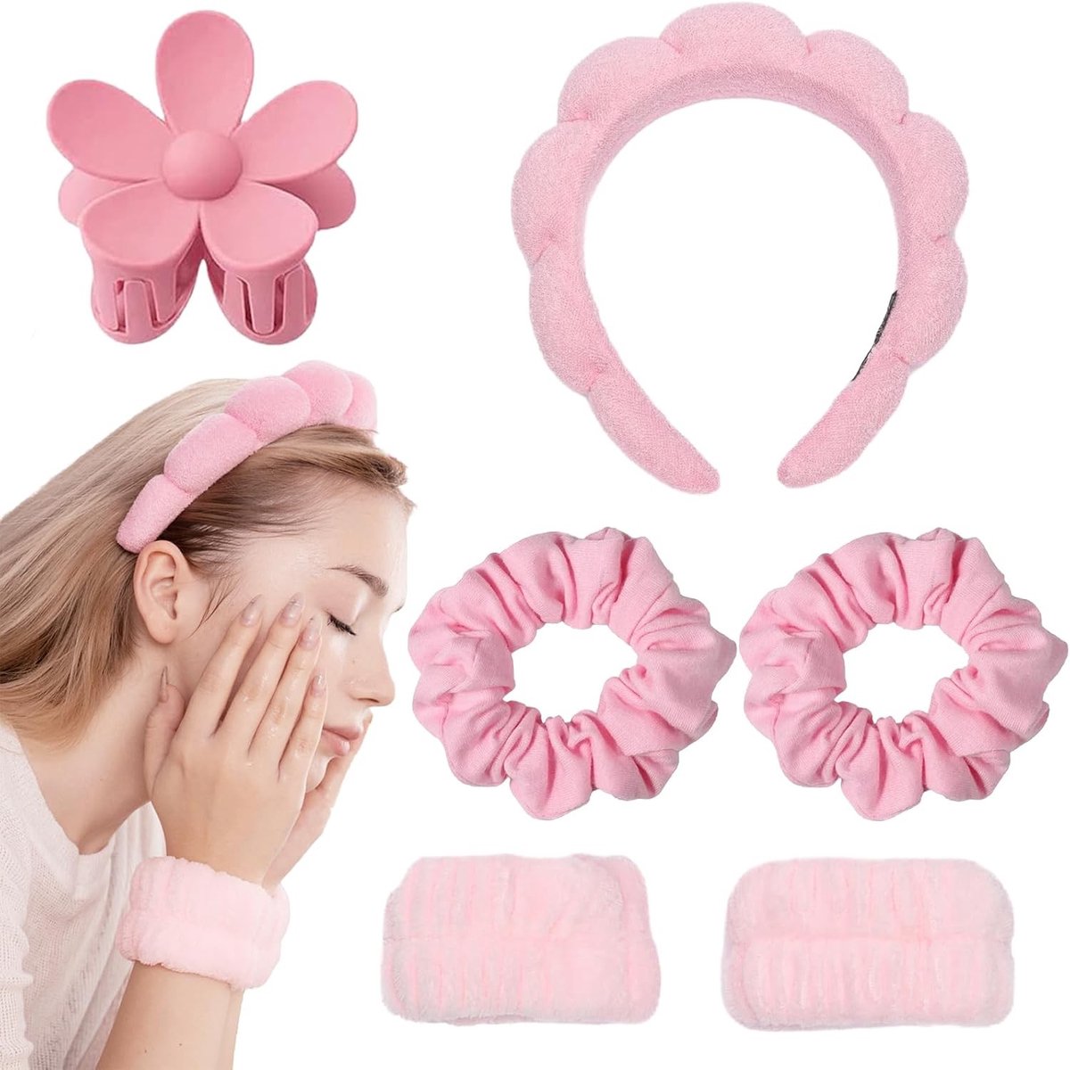 Set van 6 Stuks Hoofdbanden voor Gezichtsreiniging, Make-up en Sport - Ideaal voor Douche, Yoga en Schoonheidsbehandelingen