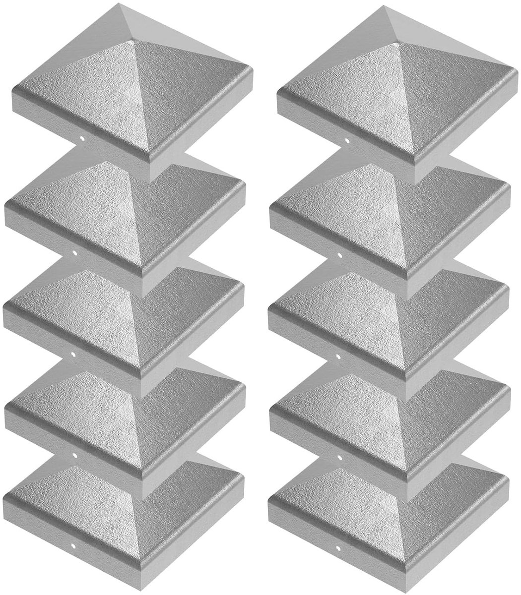 10 houten palen 9 x 9 cm, piramidevormige houten overkapping, 90 mm hekafdekkingen, verzinkt staal en roestvrij staal, tuinconstructie en buitenprojecten