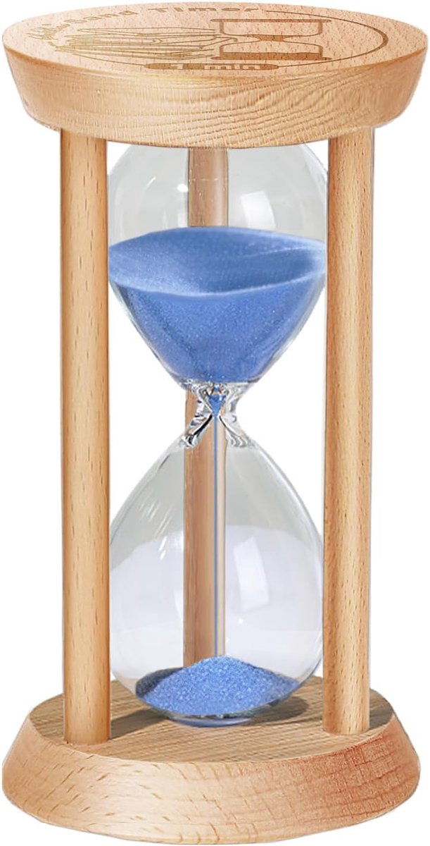Zandlopers Set - Zandloper Glas Hout - 1 Stuk 1 Minuut - Blauw Zand Timer Stilvol - Voor Koken Leren Spelen - Blauw