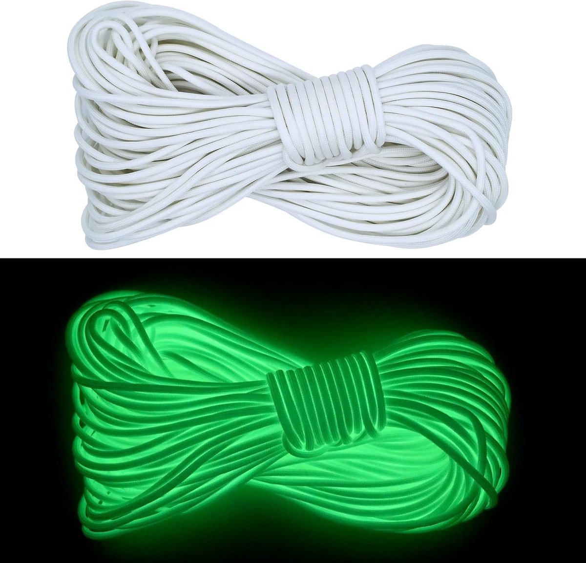 Fluorescerende Paracord 550 Luminous Touw 4 mm met 9 Kernen - 31 m Lengte, Maximaal 250 kg Draagvermogen, Ideaal voor Kamperen en Outdoor Activiteiten