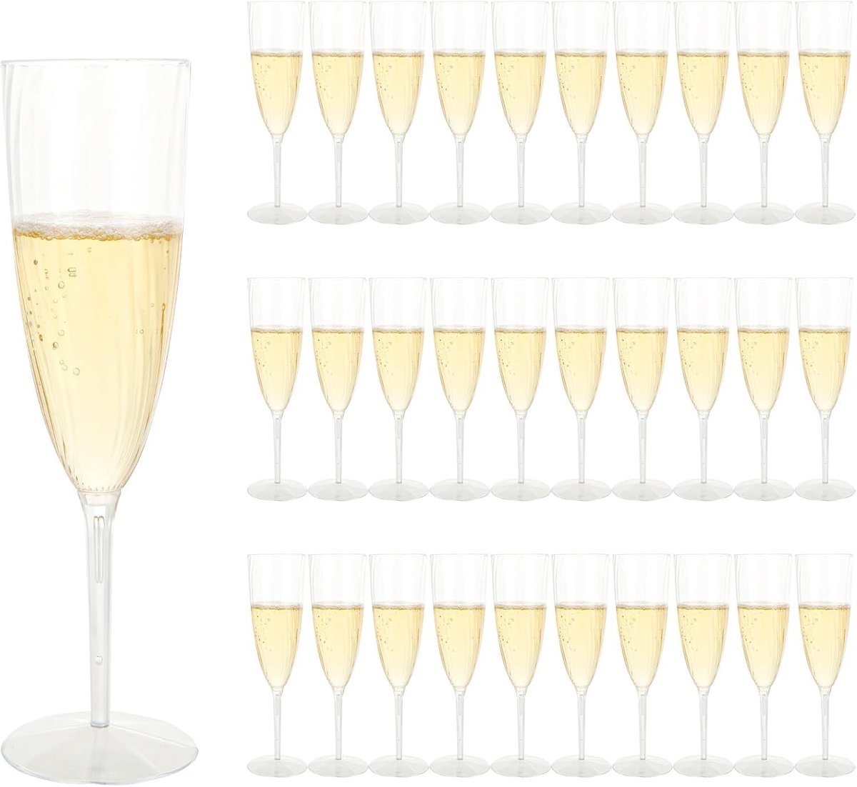 Set van 32 Transparante Plastic Champagneglazen van 180 ml voor Feesten, Verjaardagen en Bruiloften