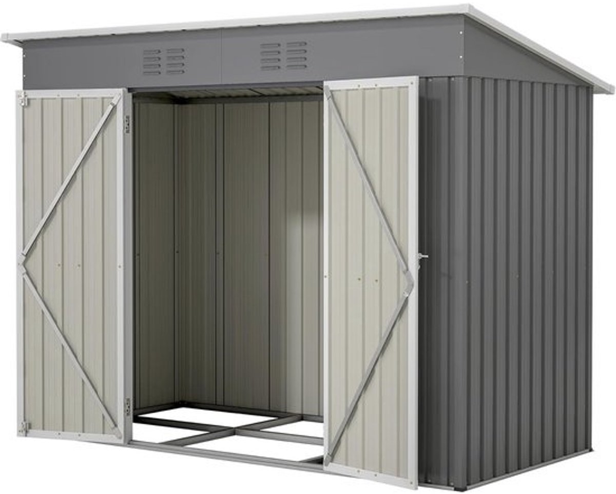 Metalen Tuinschuur 229x111x182 cm - Weersbestendig, met Metalen Bodemprofiel - Grijs