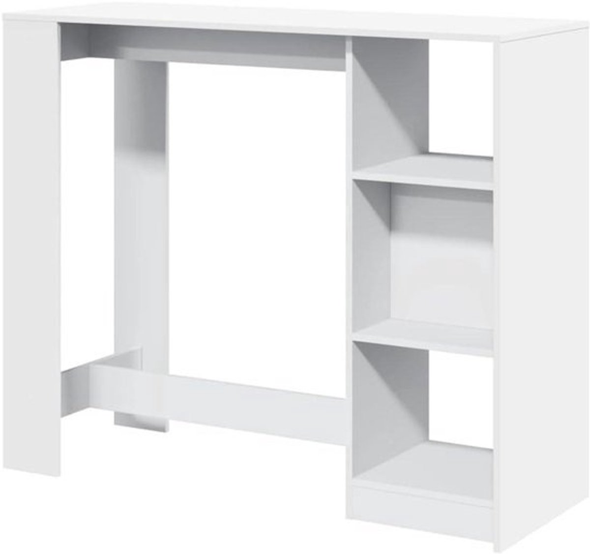 Bartafel Met Plank - Hoge Tafel - Keuken Opbergen - Stabiel Verwerkt Hout - 124x46x103.5cm - Wit