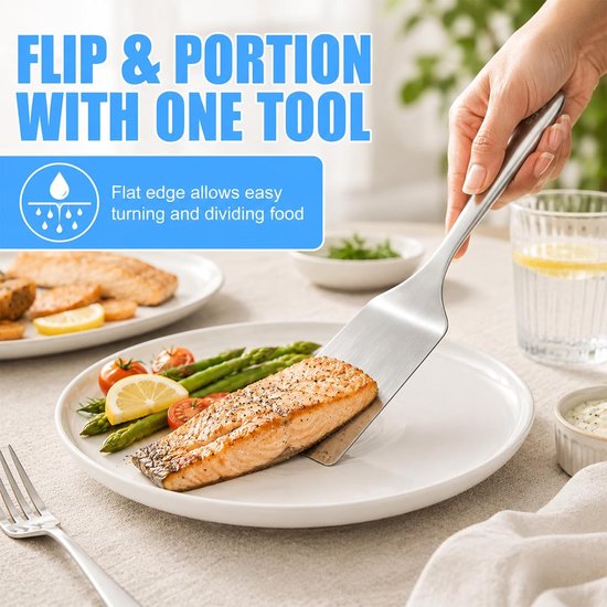 Grillspatel set met sleufspatel, robuuste keukenspatel met hoge hittebestendigheid voor plancha, grillplaat, hamburger, eieren en groenten — afbeelding 3