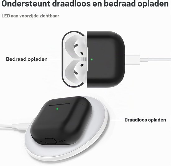 Hoes voor Airpods 4, dun beschermend Silicone Case voor AirPods 4th 2024 (USB-C) Skin Front LED zichtbaar siliconen hoesje, Zwart — afbeelding 3