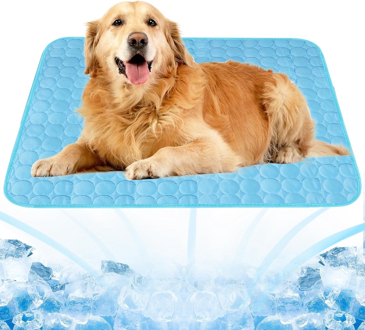 Koelmat voor honden, koeldeken voor honden, koelmat voor honden en katten, zelfkoelende hondenmat met gel, huisdierkoelmat voor thuis, onderweg of in de auto, maat (100 x 70 cm) (blauw, XL)