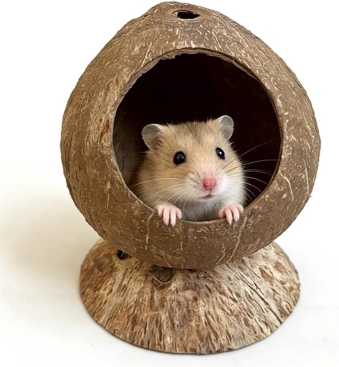 Hamsterhuis met opening van 7 cm, vorm van kokosschaal, voor egels, gerbbels, konijnen en kleine huisdieren