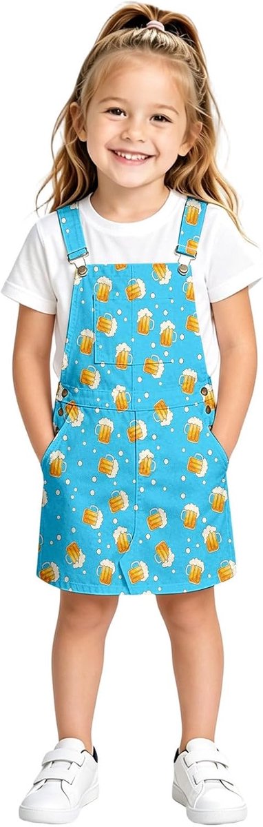 Tuinjurk voor meisjes, met bierkrukpatroon, jurk met zakken en verstelbare bandjes, voor volksfeest, feest, dagelijks gebruik
