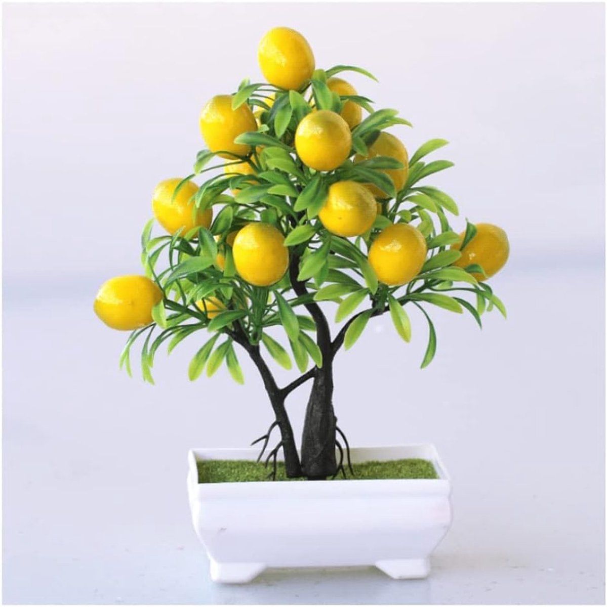 Kleine kunstmatige fruit nep ingemaakte boom in binnen, faux boom plant for tuin slaapkamer kantoor buiten decor met potten Kunstplant (Color : Lemon)