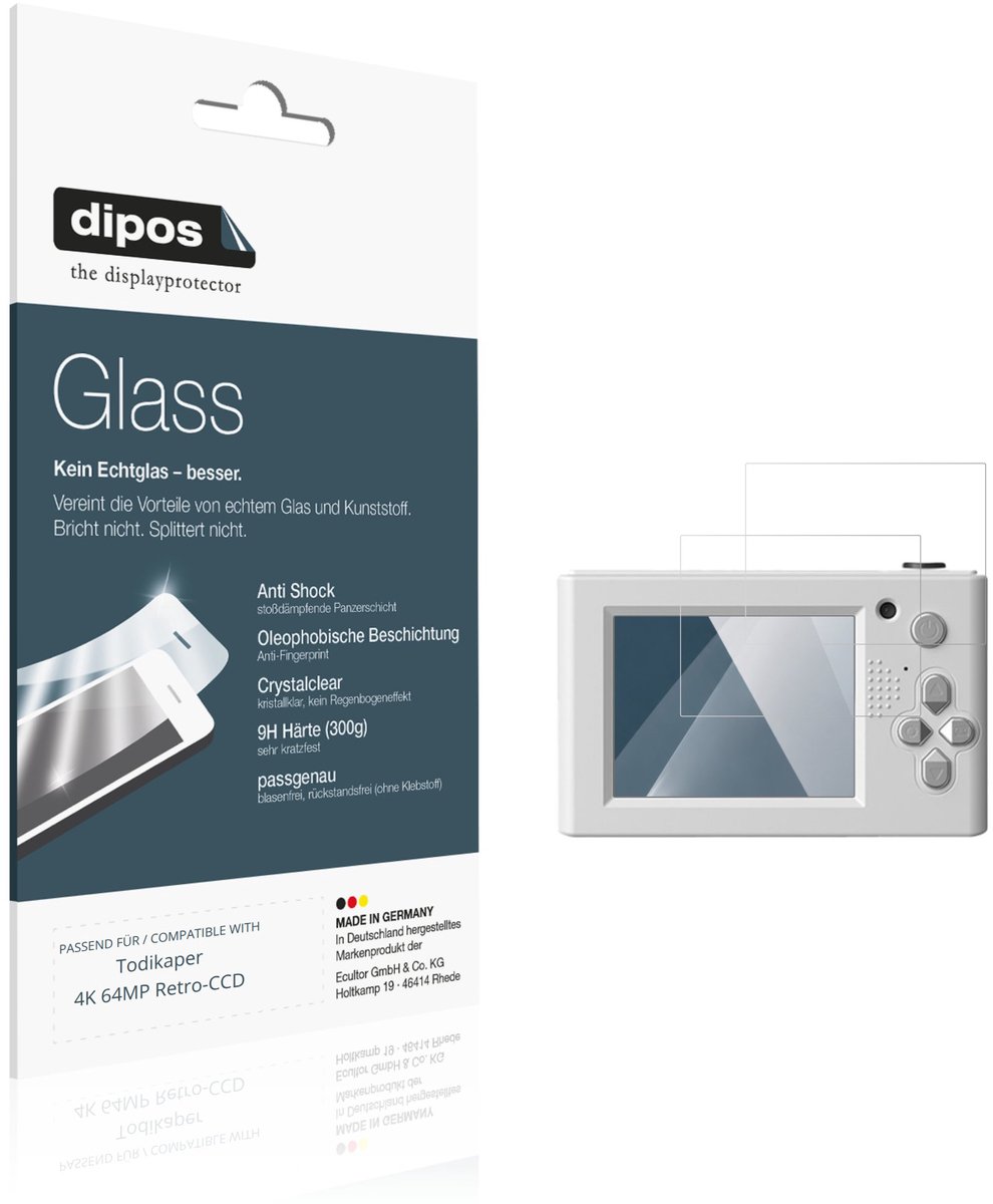 dipos – 2x Pantserfolie geschikt voor Todikaper 4K 64MP Retro-CCD | 9H Screenprotector