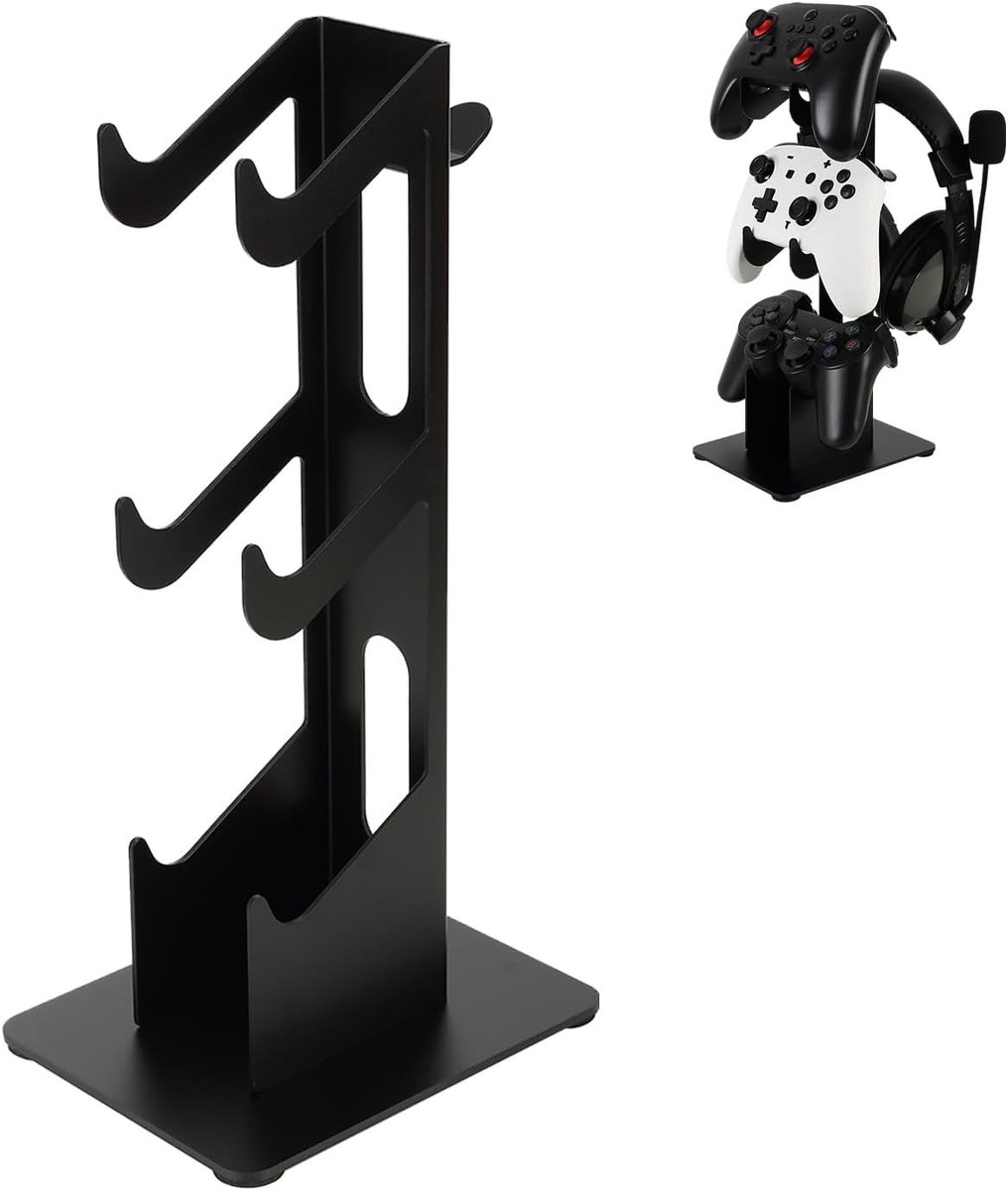 Drie-laags houder voor gameconsole en hoofdtelefoon, gamepadstandaard en accessoires organizer