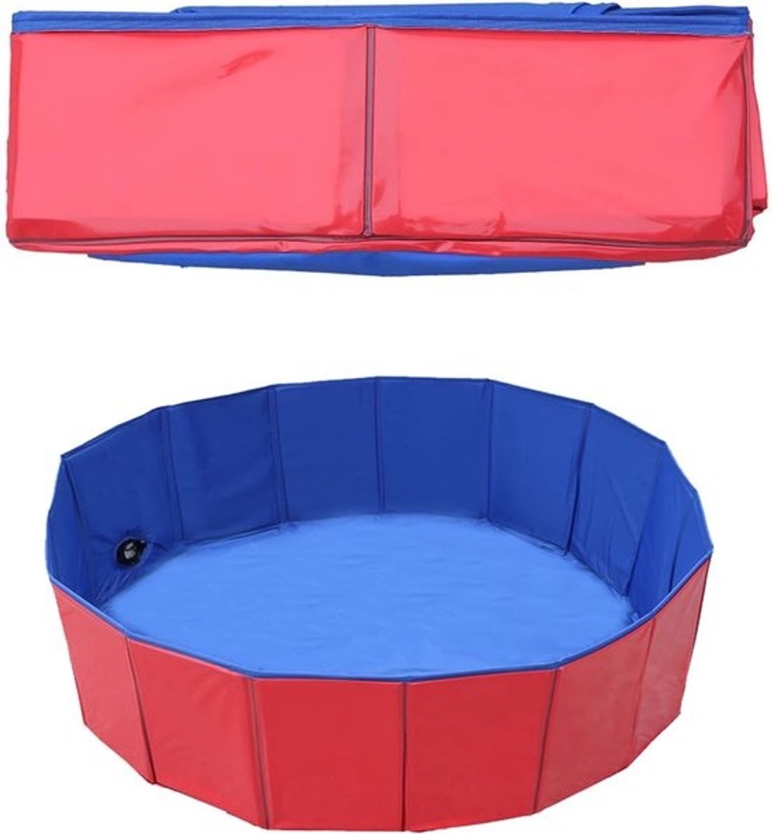 Hondenzwembad, opvouwbaar zwembad, doggy kittenzwembad, kinderbadje, hondenbad met pvc, antislip, met waterafvoerventiel voor puppy's, kleine honden (8 x 50 cm)