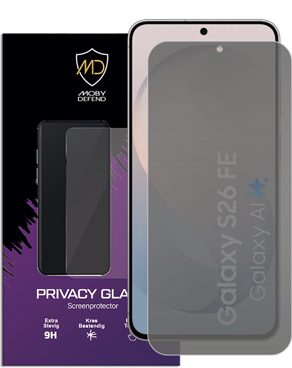 MobyDefend Screenprotector - Geschikt voor Samsung Galaxy S26 FE - HD Privacy Glass Screensaver