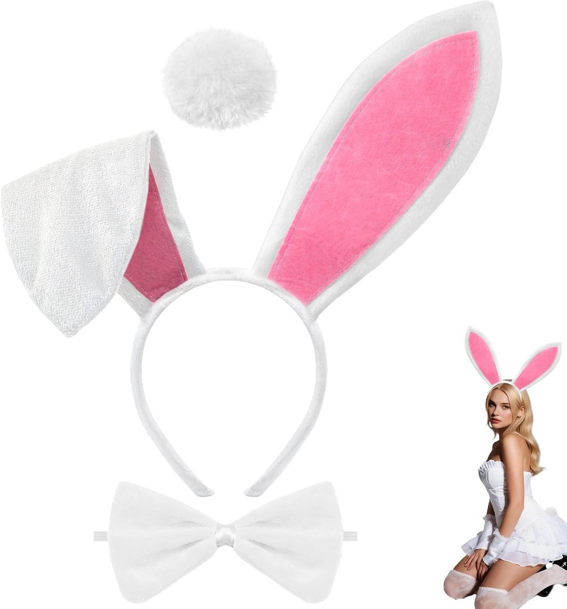 3-delig hazenkostuum voor Halloween, carnaval, cosplay, feest