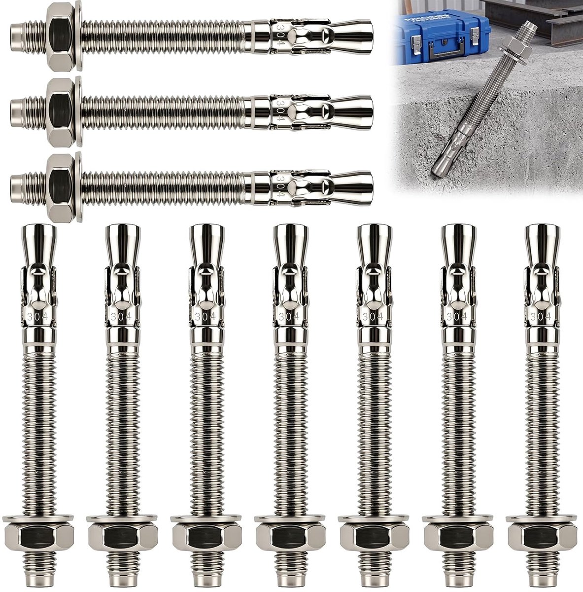 15 stuks M8 metalen pluggen, expansiepluggen, M8 x 10 mm, boutanker, uitbreidingsschroeven voor holle muren, beton, metselwerk (10 stuks - M10 x 10 mm)