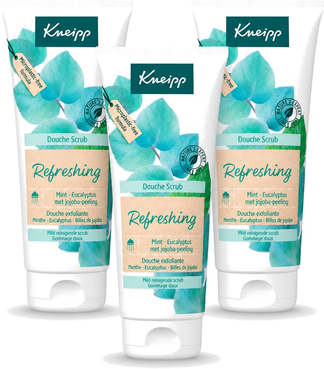 3 x Kneipp - Douche scrub - Refreshing - Mint & Eucalyptus - 200 ml - Voordeelverpakking - 3 stuks