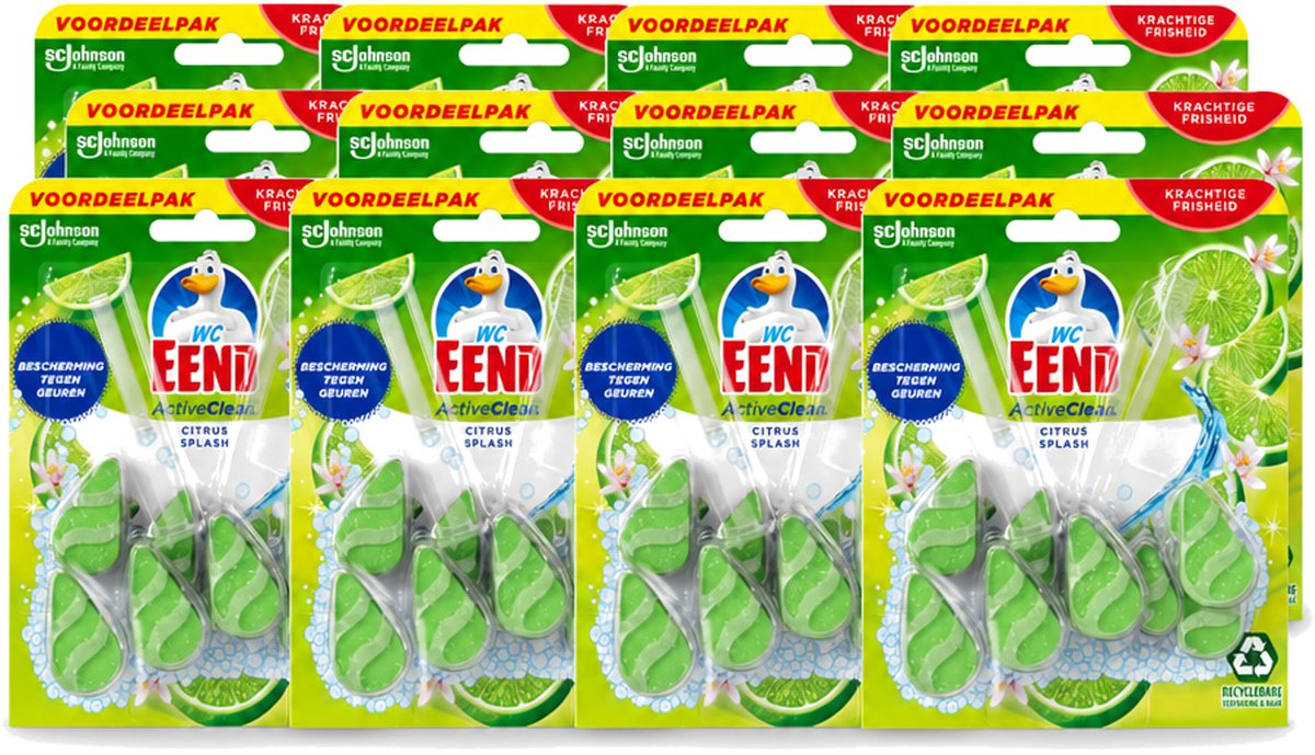 12 x WC Eend - Active Clean Citrus - Toiletblok Duopack - Krachtige Citrusgeur - 2 Toiletblokken - Voordeelverpakking - 12 stuks
