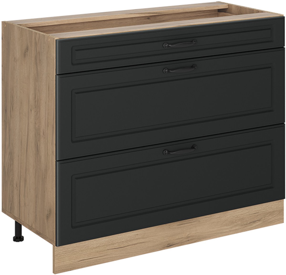 Vicco Keukenonderkast R-Line, Antraciet landelijk/Goudkleurig Eiken, 100 cm zonder werkblad