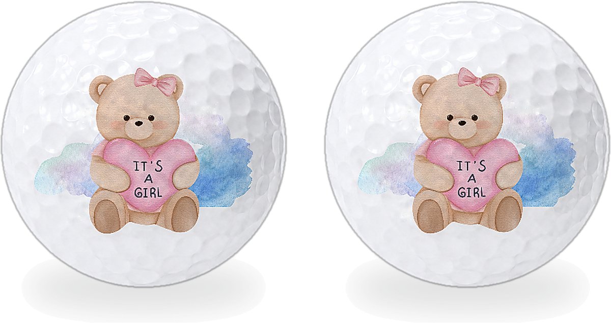 Wilson Golfballen It's a Girl Teddybeer - Geboorte Golf Cadeau - 2 stuks