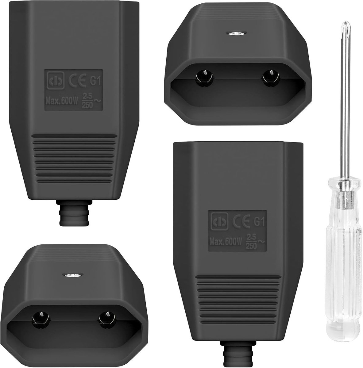 4 Stuks Euro Coupler Plat, 250 V 2.5 A Schuko Coupler - Zwart, Voor Elektrische Verbindingen en Apparaten