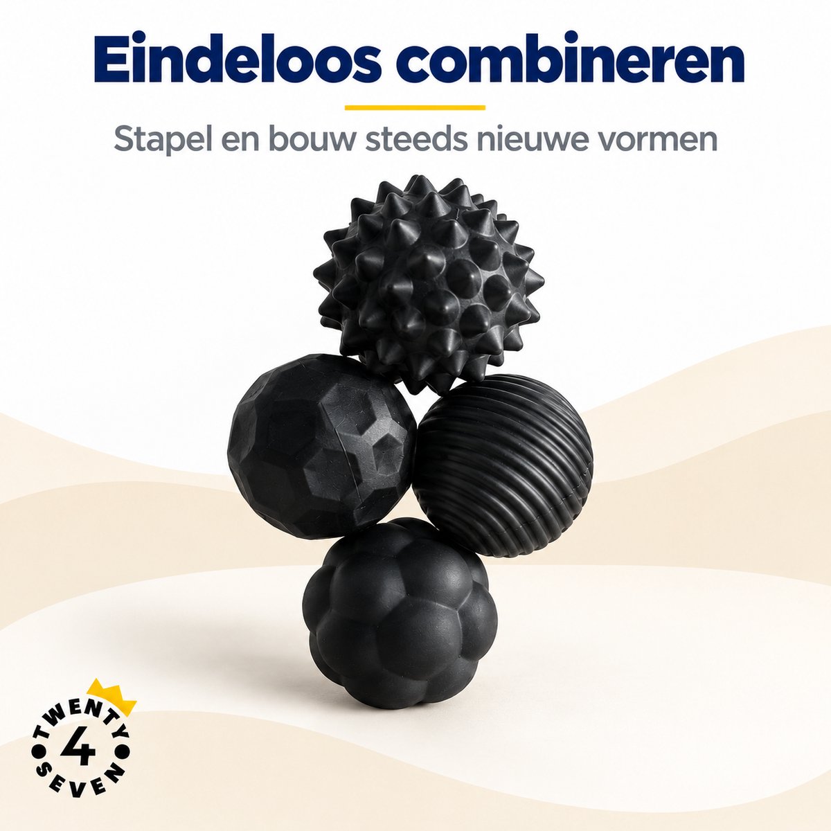 Twenty4seven® Fidget Toys Set 4 Ballen - Magnetische Focusballen met Vier Structuren - Stapelbaar en Stil - Kerst en Sinterklaas Cadeautjes - Speelgoed Cadeau Kind en Volwassene — cadeau in Gadgets - foto 3