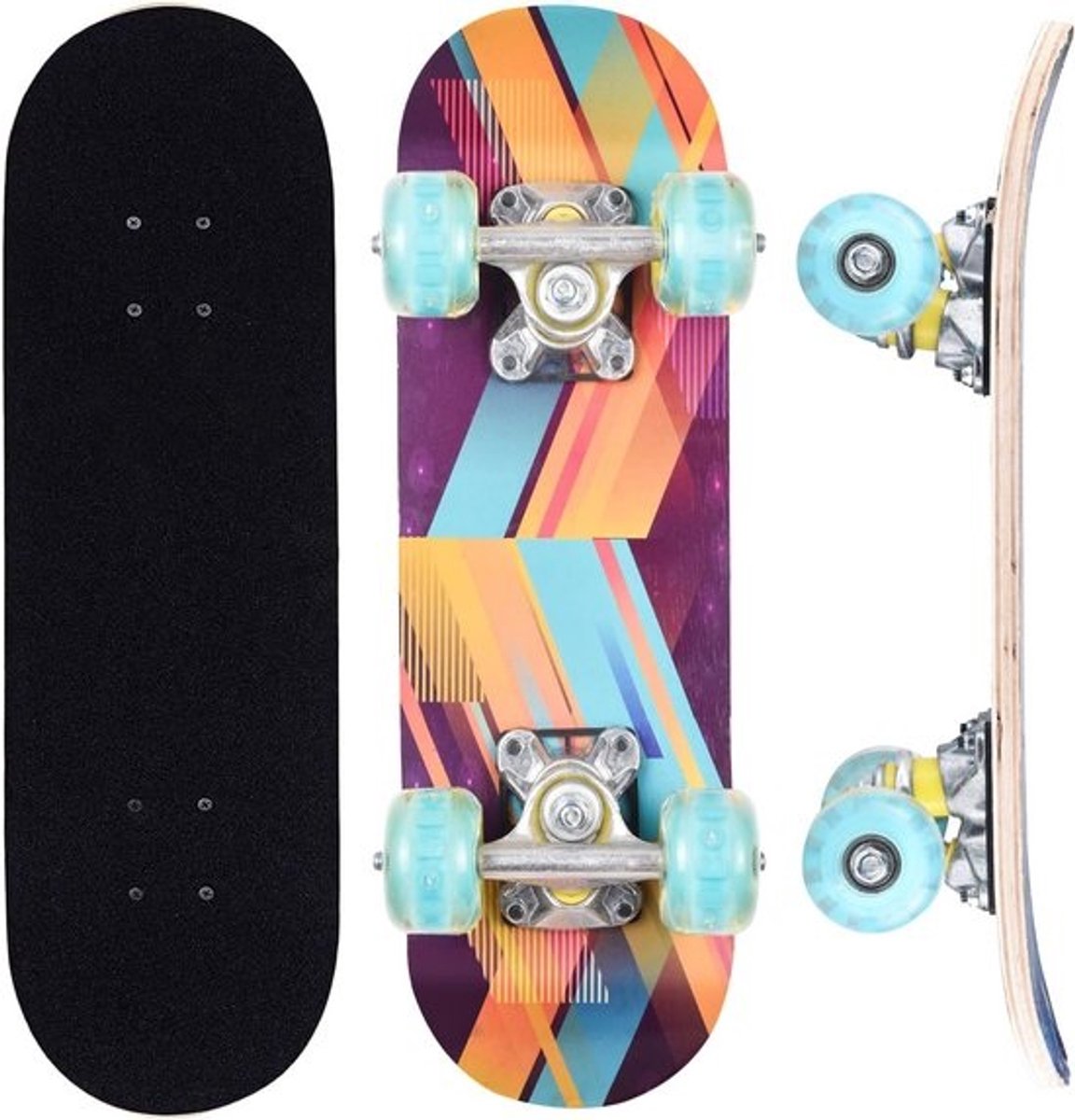 Compleet Skateboard voor Beginners en Tieners (17 Inch) - Dubbele Kicktail met Lichtgevende Wielen