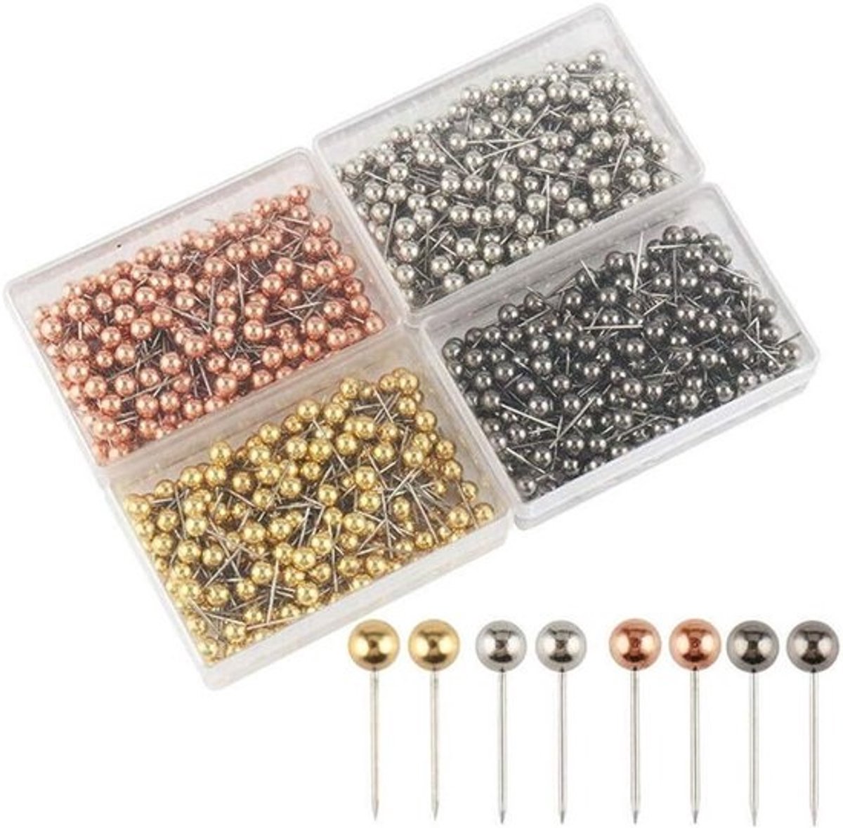 Punaise Set - Kaartpinnen Tekennagels - Documenten Bevestigen - 800 Stuks - 3mm Kop - Diverse Kleuren