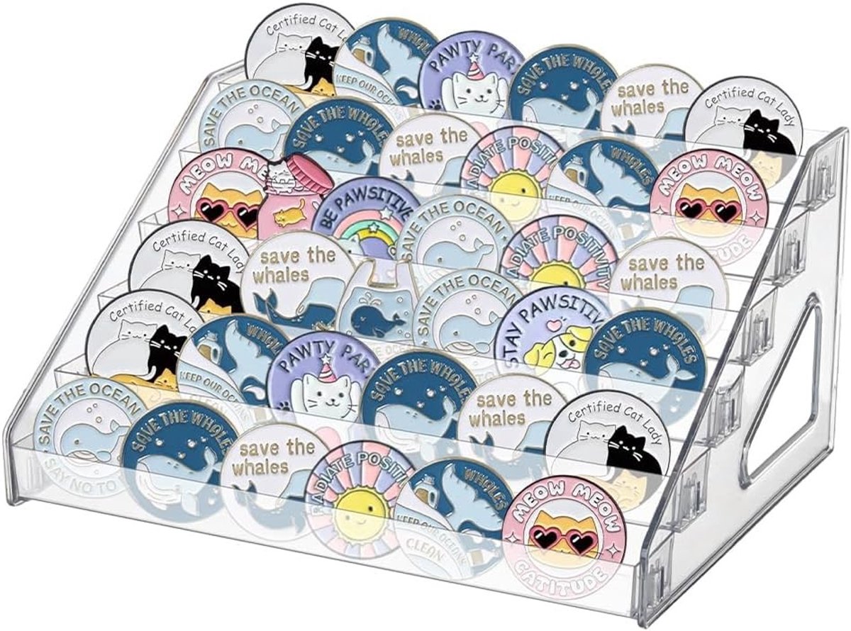 6-laagse Acryl Riser Display Standaarden 31x23.5x16cm - Duidelijke Acryl Badge Display Planken voor Make-up, Parfum en Snoep Organisatie