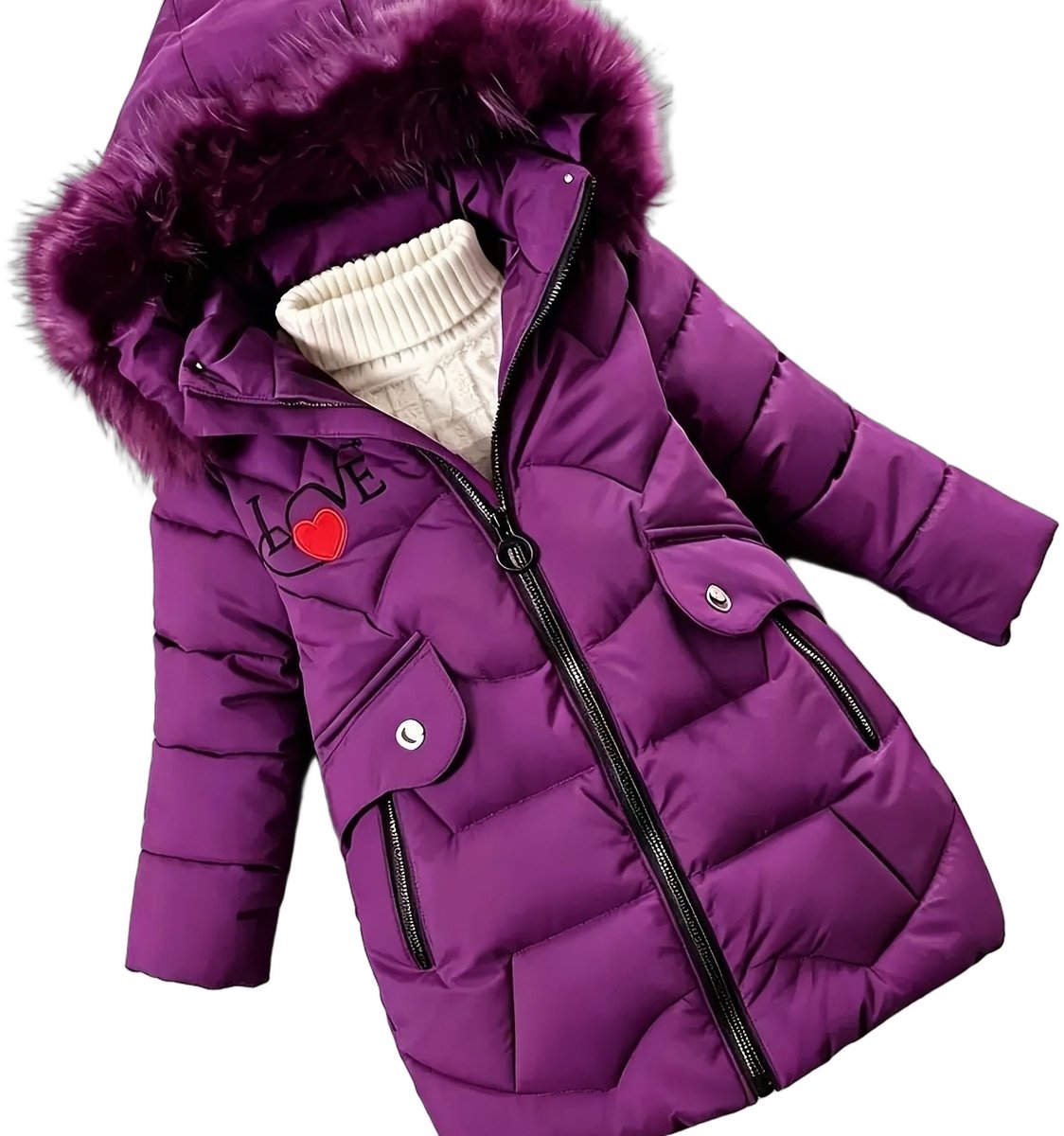 Currero Winterjas Parka Meisjes Lange Jas Meisje Wintermantel Overjas Gewatteerd Waterdicht Winter Stijlvol Mantel Kinderen Diep 3-4 Jaar Deep Magenta