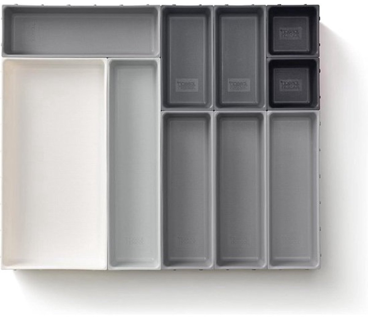 Plastic Opbergbakjes Cosmetica Make-Up Briefpapier Keukengerei Lade Organiser - Grijs Set van 10 Blox