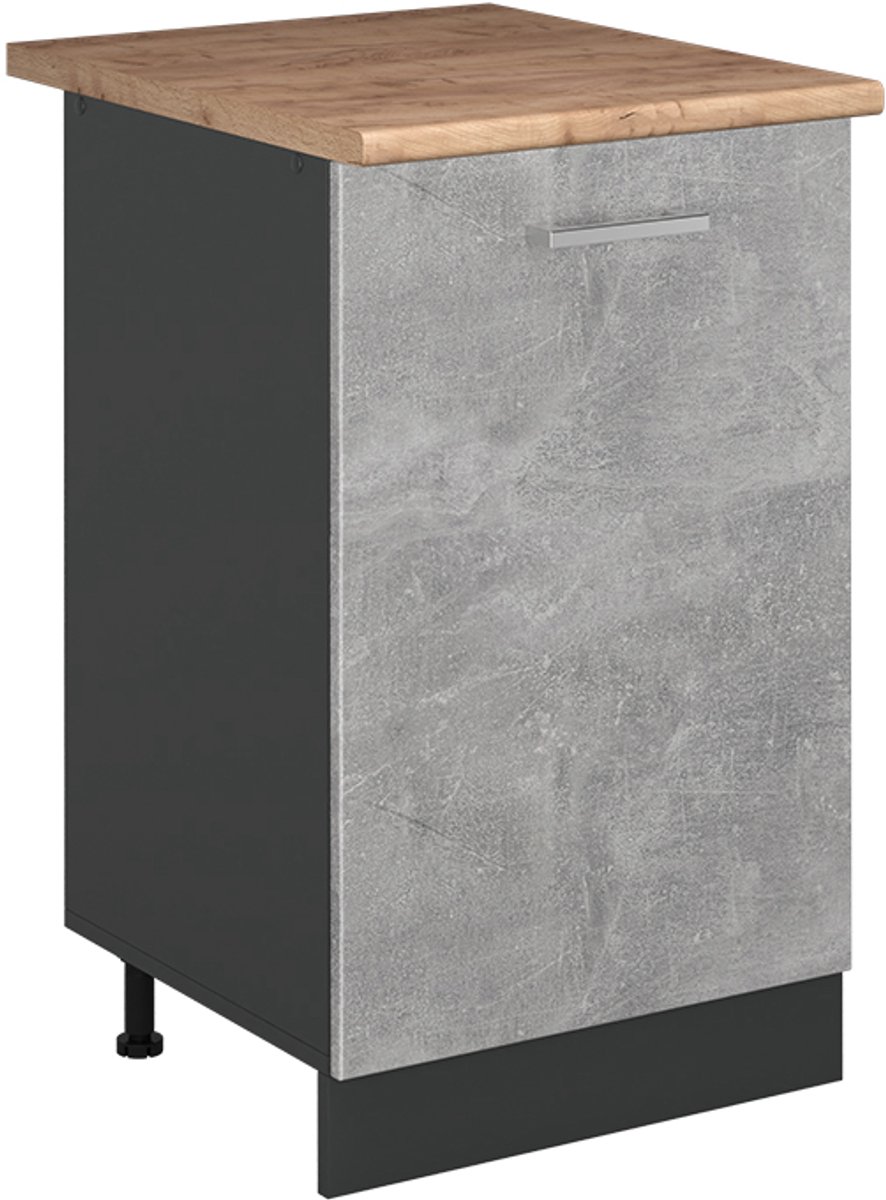 Vicco Keukenonderkast R-Line, Beton/Antraciet, 50 cm goudkleurig eiken werkblad