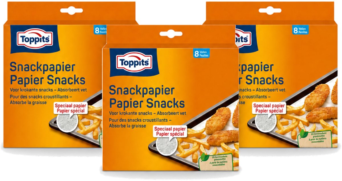 3 x Toppits – Snackpapiervellen – 8 Zakjes - Voordeelverpakking - 3 stuks