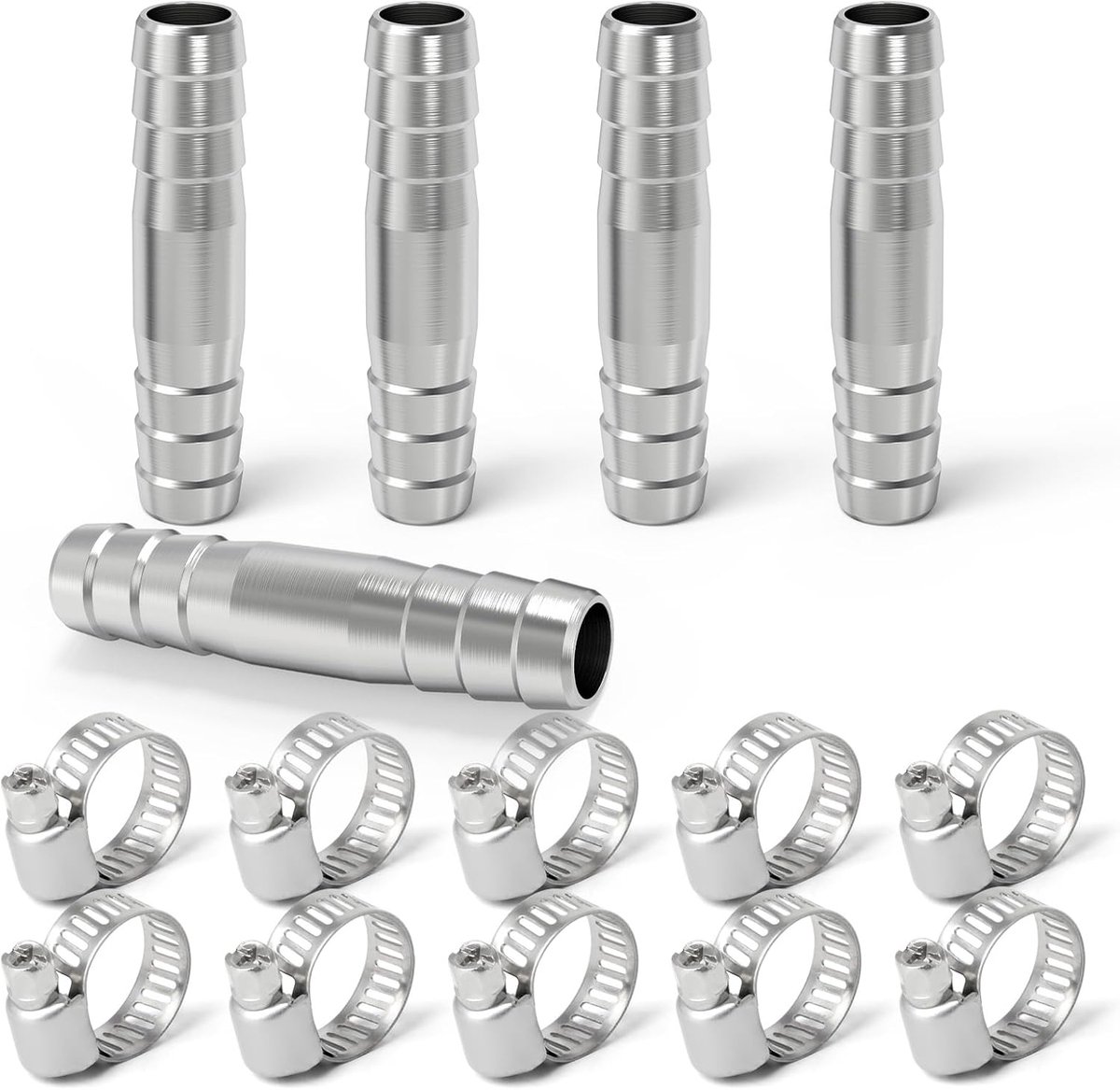 5 STUKS 304 roestvrij staal 12mm doorn rechte slangverbinder, inline doornfitting voor pneumatische lucht en waterbuisverbinding